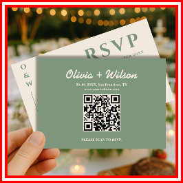 Sage Green結婚のQRコードRSVP 出欠カード