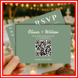 Sage Green結婚のQRコードRSVP 出欠カード