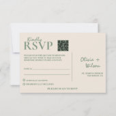 Sage Green結婚のQRコードRSVP 出欠カード (裏面)