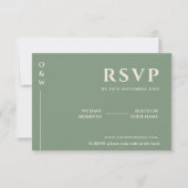 Sage Green結婚のQRコードRSVP 出欠カード (正面)