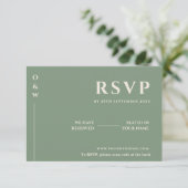 Sage Green結婚のQRコードRSVP 出欠カード (スタンド正面)
