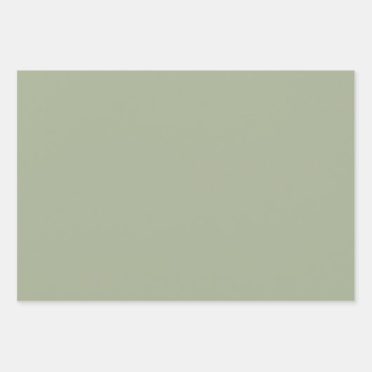 Sage Green葉でエッチングされた植物模様 ラッピングペーパーシート (正面2)