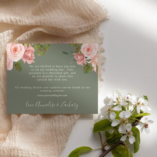 Sage Green赤面フローラ結婚のエンクロージャカード エンクロージャーカード