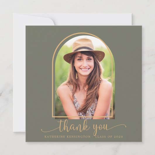 Sage Green金ゴールドアーチ写真卒業ありがとう (正面)