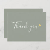 Sage Green金ゴールドハートスクリプトビジネスありがとう ポストカード (正面/裏面)