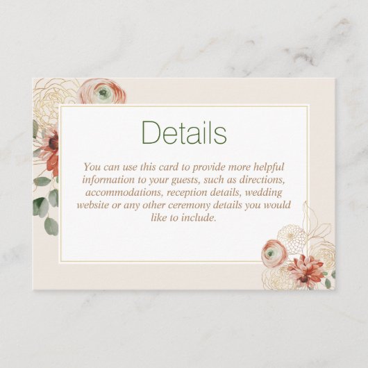 Sage Green金ゴールドフローラ結婚のエンクロージャカード エンクロージャーカード (正面)