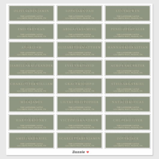 Sage Green金ゴールドモダンフォーマルのア結婚ドレス シール (シート)