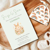 sage green うさぎのシンプルなデザイン 招待状