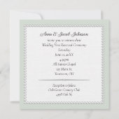  sage green のリボンが付いたレースの結婚誓約更新 招待状 (裏面)