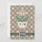 sage green アートヌーボー QR コード Save the Date (裏面)