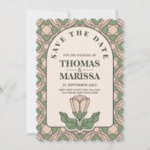 sage green アートヌーボー QR コード Save the Date (正面)