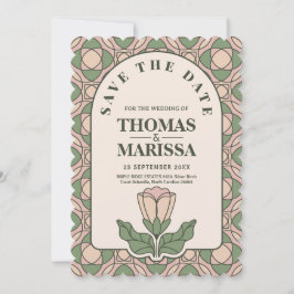 sage green アートヌーボー QR コード Save the Date