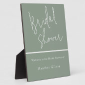  sage green ウェディングシャワーのお出迎え看板 エントランス フォトプラーク (側面)