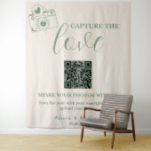 Sage Green ウェディング | Capture The Love QRコード タペストリー (インサイチュ)