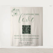 Sage Green ウェディング | Capture The Love QRコード タペストリー (正面)