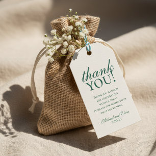 Sage Green エレガント Monogram結婚's Thank You ギフトタグ