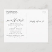 Sage Green エレガント Script 3写真Save the Date 案内ポストカード (裏面)