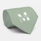 Sage Green | オーダーモノグラム ウェディング グルームズメン ネクタイ (ロール)