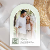  sage green コケッティ ボウ アーチ フォト ブライダル シャワー 招待状