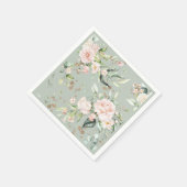  sage green ゴールド 水彩 フラワーボタニカルパーティー スタンダードカクテルナプキン (角)