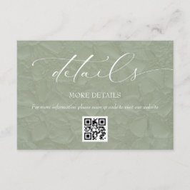 Sage Green シンプル ウェディング ディテール QR エンクロージャーカード