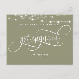 sage green, ストリングライト, プロポーズしました, 結婚のご報告 案内ポストカード