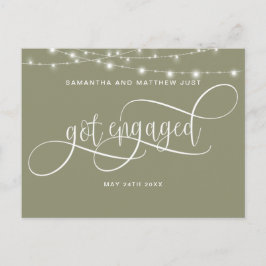  sage green, ストリングライト, プロポーズしました, 結婚のご報告 案内ポストカード