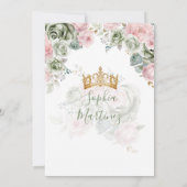  sage green & ピンクのプリンセス フラワー ゴールドのキンセアニエラ 招待状 (裏面)