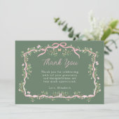  sage green & ピンクの春の庭のベイビーシャワー サンキューカード (スタンド正面)