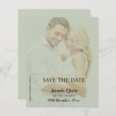 Sage Green フェイク Vellum写真結婚式の日付を保存 (正面/裏面)