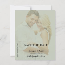 Sage Green フェイク Vellum写真結婚式の日付を保存
