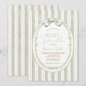 sage green ベイビーシャワー招待状 - ニュートラル 招待状 (正面/裏面)