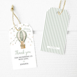 sage green ホットエアバルーン ベビーボーイシャワー ギフトタグ
