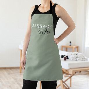 sage green マッサージセラピスト モダン・タイポグラフィ エプロン
