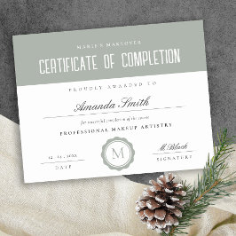 Sage Green ミニマル Certificate of Completion Award