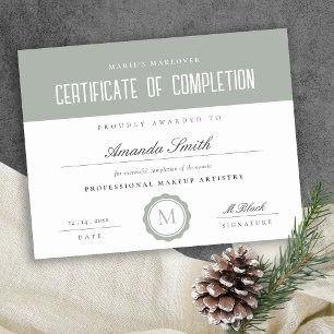 Sage Green ミニマル Certificate of Completion Award