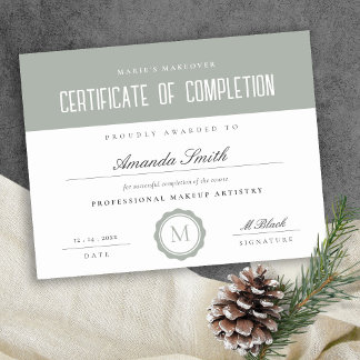 Sage Green ミニマル Certificate of Completion Award
