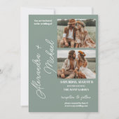Sage Green ミニマル Overlay Photo結婚's 招待状 (正面)