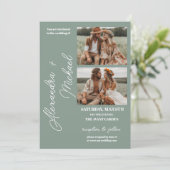 Sage Green ミニマル Overlay Photo結婚's 招待状 (スタンド正面)