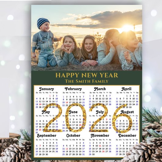 Sage Green モダン 2025カレンダー金ゴールドスクリプトシンプル シーズンカード