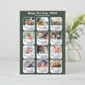 Sage Green モダン 2025カレンダー12フォトコラージュ シーズンカード (スタンド正面)