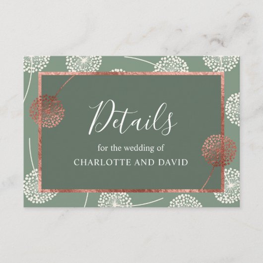 Sage Green モダン Dandelionエンクロージャカード エンクロージャーカード (正面)