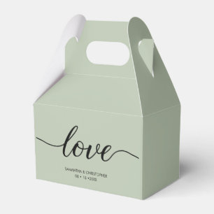 Sage Green モダン Love Script's 結婚 Thank you フェイバーボックス