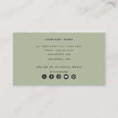 Sage Green モダン Social Mediaアイコン 名刺 (裏面)