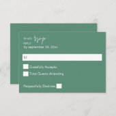 Sage Green モダンWrithilk No Meal RSVP (正面/裏面)