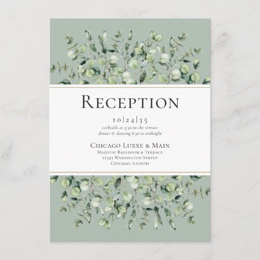  sage green ユーカリの結婚式の披露宴 エンクロージャーカード (正面)