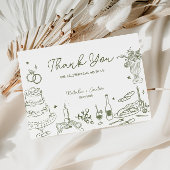 sage green 手描きのウィームジカルな結婚式のお礼 エンクロージャーカード