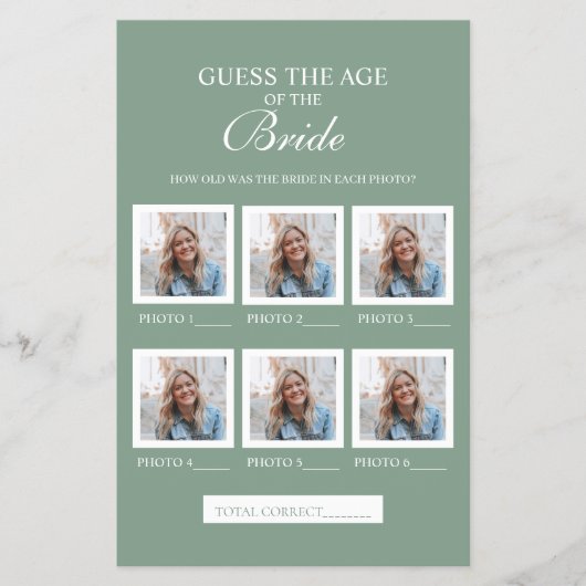 sage green 推測新婦の年齢の紙のシート チラシ (正面)