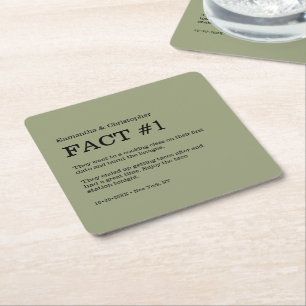 sage green 白の結婚式の事実 スクエアペーパーコースター
