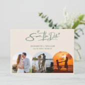 Sage Green | 結婚式の写真QRコード エレガント セーブザデート (スタンド正面)